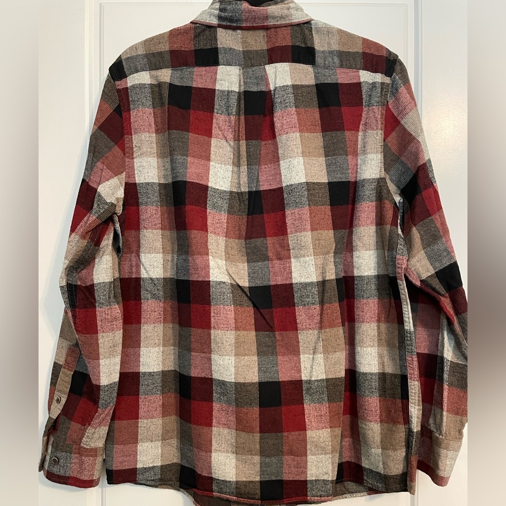 Men's Plaid Shirt - Red, Black, and Brown - Picture 3 of 9